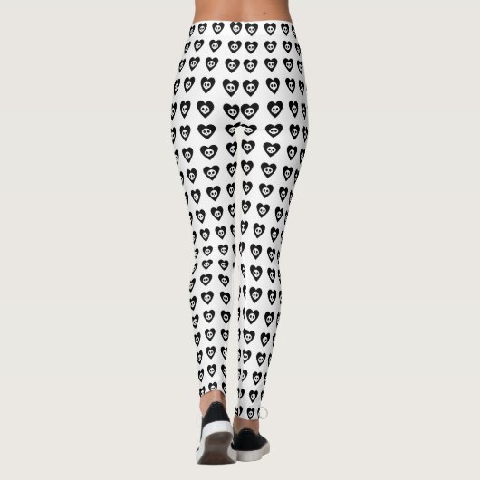 Schedels met Black Hearts Patroon Halloween Leggings (Achterkant)