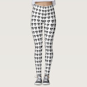 Schedels met Black Hearts Patroon Halloween Leggings (Voorkant)