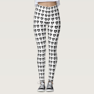 Schedels met Black Hearts Patroon Halloween Leggings