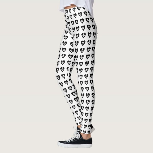 Schedels met Black Hearts Patroon Halloween Leggings (Links)