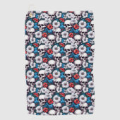 Schedels met rode en witte bloemen golfhanddoek (Voorkant)