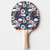 Schedels met rode en witte bloemen tafeltennisbatje (Voorkant)