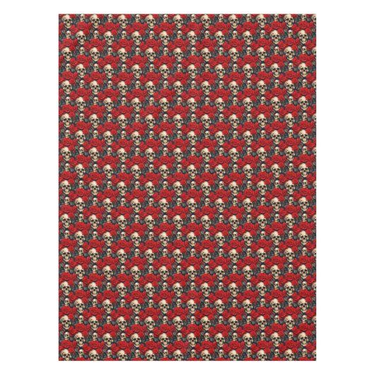 Schedels met rode en zwarte Rozen Tafelkleed (Voorkant)