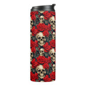 Schedels met rode en zwarte Rozen Thermosbeker (Gedraaid links)