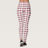 Schedels met Rode Harten Patroon Halloween Leggings (Achterkant)