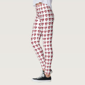 Schedels met Rode Harten Patroon Halloween Leggings (Links)