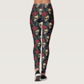 Schedels met Rode Rozen Leggings (Achterkant)