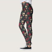 Schedels met Rode Rozen Leggings (Links)