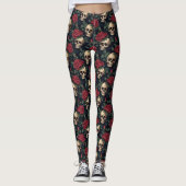 Schedels met Rode Rozen Leggings (Voorkant)