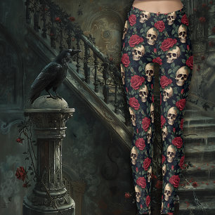 Schedels met Rode Rozen Leggings