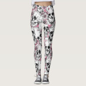 Schedels met roze bloemen leggings (Voorkant)