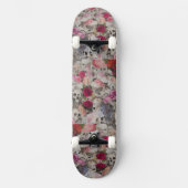 Schedels met Rozen Persoonlijk Skateboard (Voorkant)