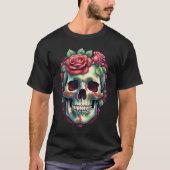 Schedels met Slangen of Rozen Kleur Art Collectie T-shirt (Voorkant)
