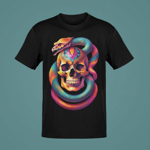 Schedels met Slangen of Rozen Kleur Art Collectie T-shirt