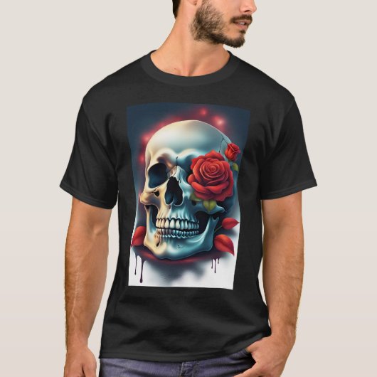 Schedels met Slangen of Rozen Kleur Art Collectie T-shirt (Voorkant)