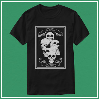 Schedels met Spandoeken en Tekst Heren Zwart T-shirt