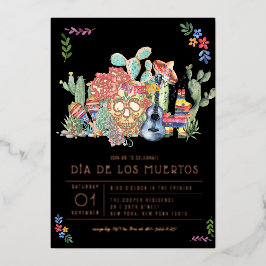 Schedels met Suiker Dag van de Doden Feestdag Folie Uitnodiging