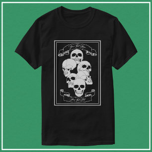 Schedels met vaandels en aanpasbare tekst Zwart T-shirt