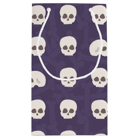 Schedels op paarse botachtergrond klein cadeauzakje (Achterkant)