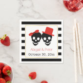 Schedels paar en strepen rood Halloween bruiloft Servet (Insitu)