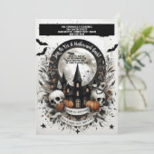 Schedels Pompoen spookhuis Halloween Bash Gothic Kaart (Staand voorkant)