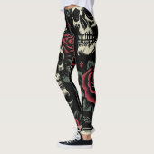Schedels & Rode Rozen Gotische Bloemen Leggings (Links)