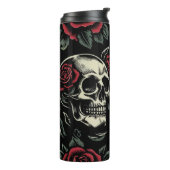 Schedels & Rode Rozen Gotische Bloemen Thermosbeker (Gedraaid links)