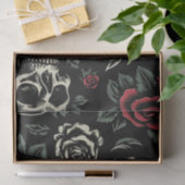 Schedels & Rode Rozen Gotische Bloemen Tissuepapier (Geschenk)
