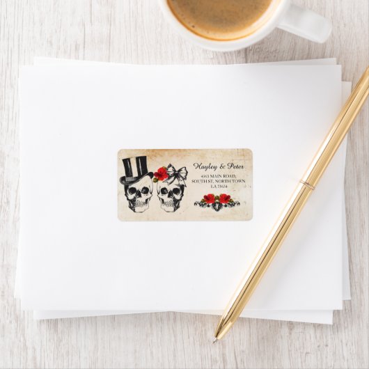 Schedels Roos Rustieke Adresetiketten Stickers Bru (Insitu)