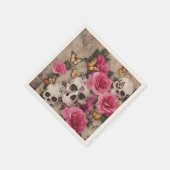 Schedels Roze Rozen en Monarch Vlinders Servet (Hoek)