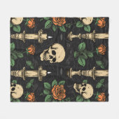 Schedels Rozen en Kaarsen Fleece Deken (Voorkant (Horizontaal))