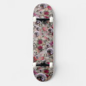 Schedels Rozen en Roze Disco Ballen Persoonlijk Skateboard (Voorkant)