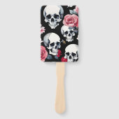 Schedels Rozen en Vlinders Goth Waterverf Handwaaier (Voorkant)