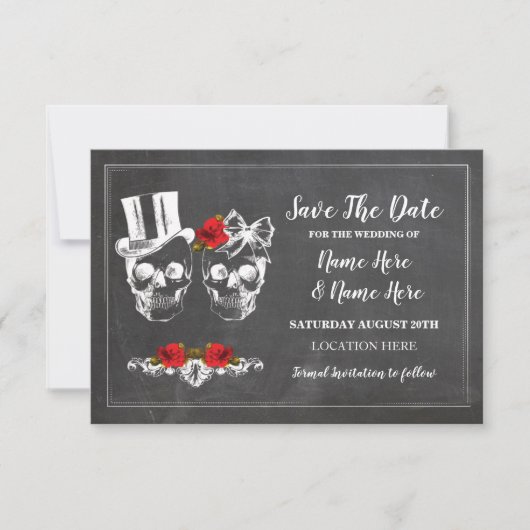 Schedels Save The Date Rustic Roses Kaart (Voorkant)