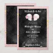 Schedels Skelet Tot de Dood Ons Scheidt Zwart Roze Kaart (Voorkant / Achterkant)