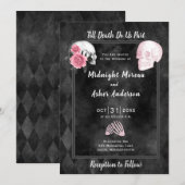 Schedels Skelet Tot de Dood Ons Scheidt Zwart Roze Kaart (Voorkant / Achterkant)