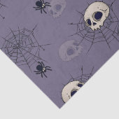 Schedels Spinnen Spinnenwebben Blauw Halloween Tissuepapier (Detail)