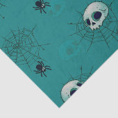 Schedels Spinnen Spinnenwebben Groen Halloween Tissuepapier (Detail)