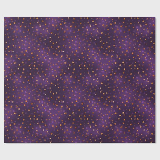 Schedels Spooky Bokeh Paarse Halloween Patroon Cadeaupapier (Vlak)