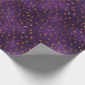 Schedels Spooky Bokeh Paarse Halloween Patroon Cadeaupapier (Hoek)