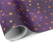 Schedels Spooky Bokeh Paarse Halloween Patroon Cadeaupapier (Rol Hoek)