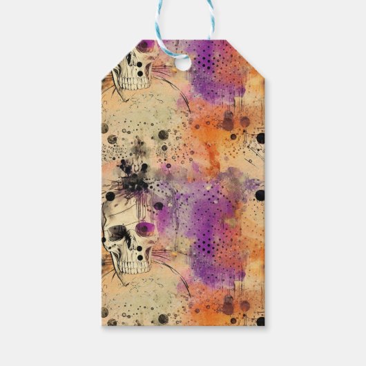 Schedels Stippen Boho Abstract Patroon Halloween Cadeaulabel (Voorkant)