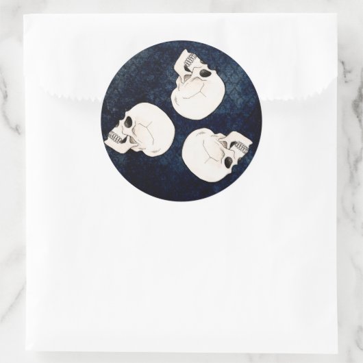 Schedels triskel ronde sticker (Tas)