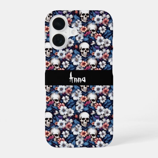 Schedels Tussen de Bloemen iPhone 16 Hoesje (Achterkant)