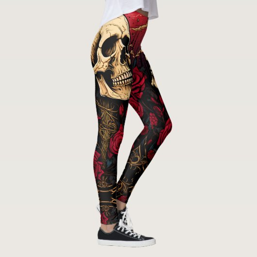 Schedels tussen de Rozen Leggings - Cool (Rechts)