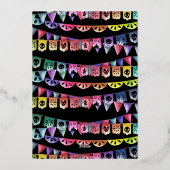 Schedels van Suiker Feest van de Doden Folie Uitnodiging (Achterkant)