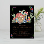 Schedels van Suiker Feest van de Doden Viering Folie Uitnodiging (Staand Voorkant)