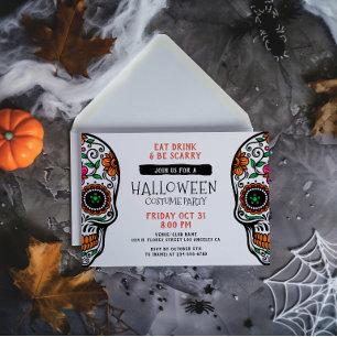 Schedels van suiker Halloween op maat gemaakte fee Kaart