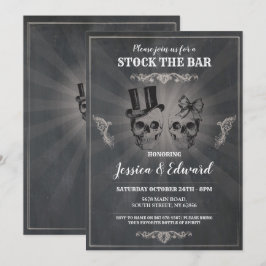 Schedels Voorraad De Bar Halloween Krijt Uitnodigi Kaart