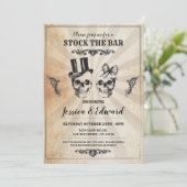 Schedels Voorraad De Bar Halloween Vintage Uitnodi Kaart (Staand voorkant)